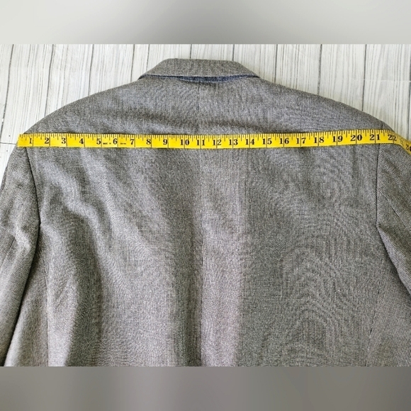 Oscar de la Renta Vintage Silk and Wool Micro Houndstooth Blazer In Gray Sz 50R - Picture 14 of 16